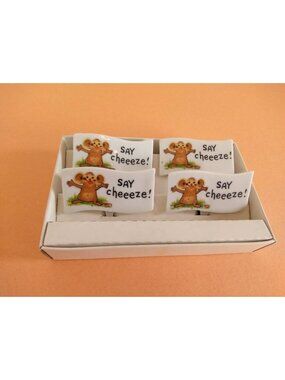 Vintage Suzy's Zoo Porcelain Mouse Cheese Tray Markers